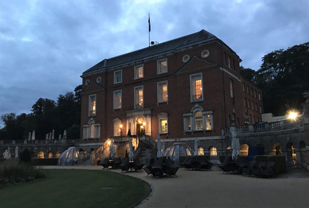 photo of the Royal Automobile Club Woodcote manor house; our room is in the center at the top.