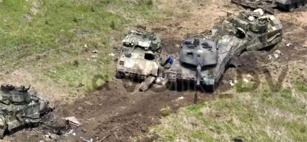 photo of Ukrainian vehicles damaged and destroyed in the first major battle of the June 2023 counter-offensive, in Zaporizhzhia Oblast.