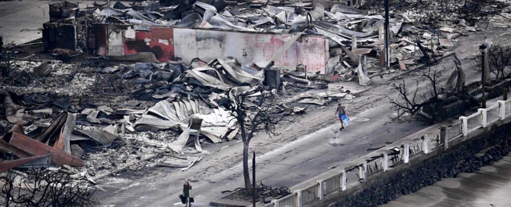 Destruction in Lahaina, Maui from wildfires