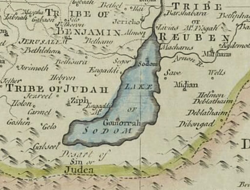 1752 map of Lake Sodom