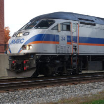 MARC train at Gaithersburg station.