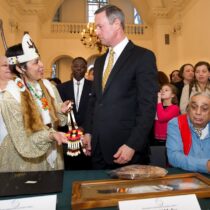 Former Governor Martin O'Malley recognizes the Piscataway Conoy Tribe and Piscataway Indian Nation in 2012. Photo courtesy of Jay Baker.