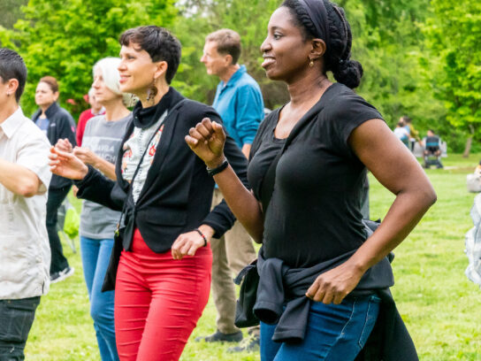 photo of salsa in the parks attendees dancing