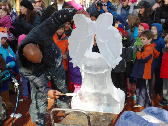 Bethesda Winter Wonderland ice sculpting demonstration