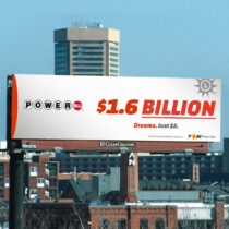 photo of Powerball billboard in Baltimore with $1.6 billion