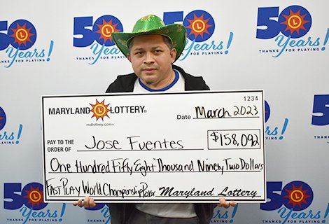 photo of man winning at maryland lottery