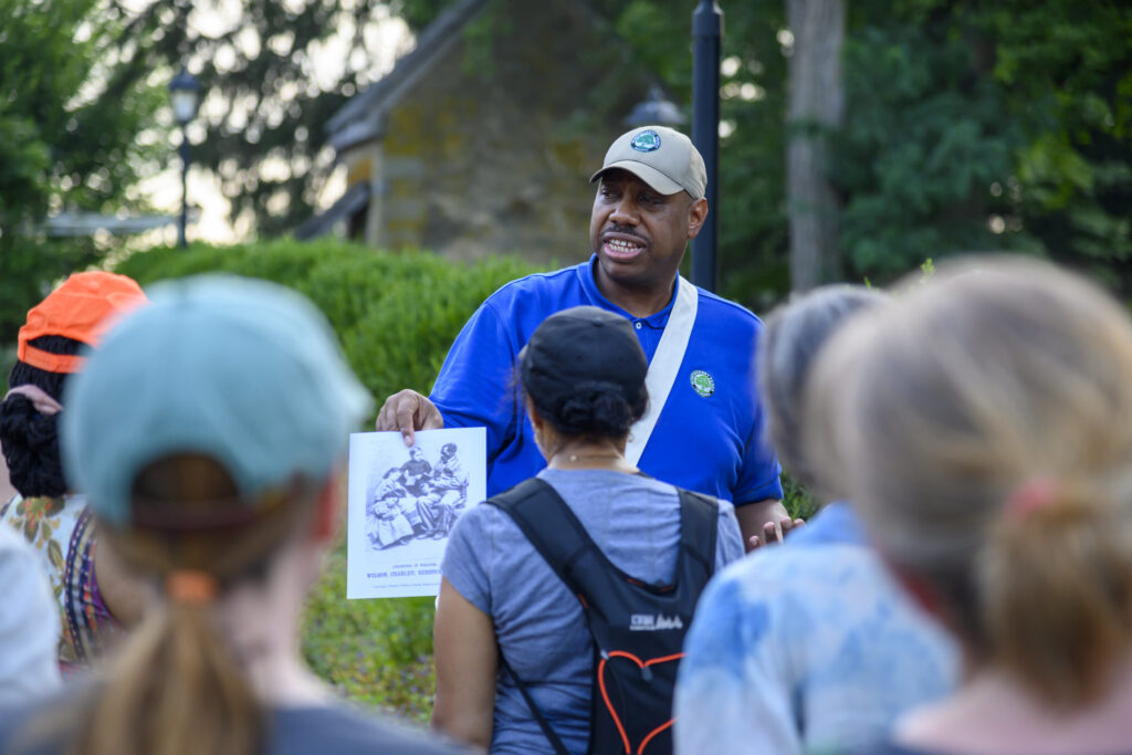 photo of group on guided hike of underground railroad