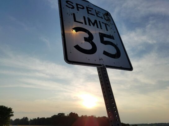 Speed limit sign posted to 35 miles per hour