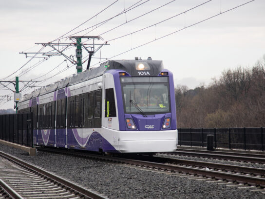 Purple Line train on the track