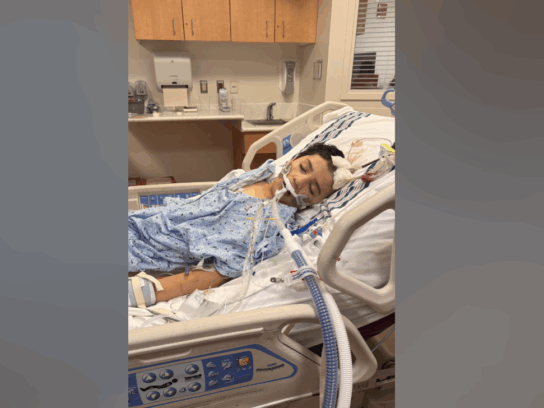 'Lenny' in hospital., the Odessa Shannon Middle School student injured in gym class. Photo Courtesy: Emily Diaz, GoFund Me