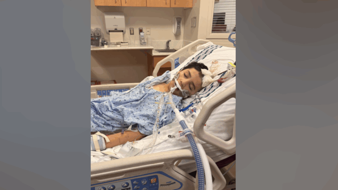 'Lenny' in hospital., the Odessa Shannon Middle School student injured in gym class. Photo Courtesy: Emily Diaz, GoFund Me