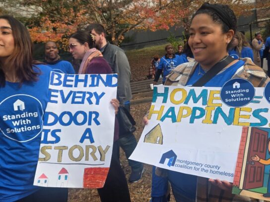 Residents and officials in Gaithersburg rallied to oppose a proposed 70% cut to federal housing aid that supports hundreds of formerly homeless people.