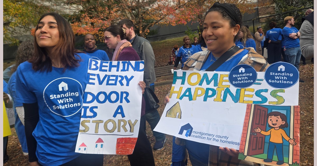 Residents and officials in Gaithersburg rallied to oppose a proposed 70% cut to federal housing aid that supports hundreds of formerly homeless people.