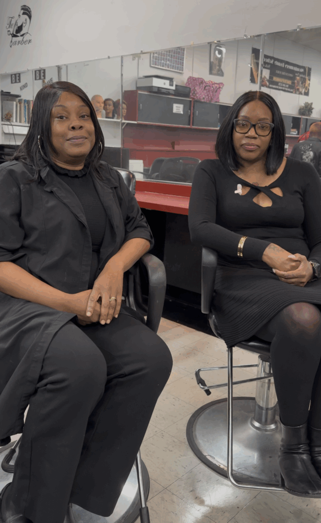 Instructor Nicole Malloy (left) and Director of Education Anita Fleming (right) teach a variety of students at Montgomery Beauty College, from seasoned professionals looking to pivot careers to young people opting to go to trade school instead of college in hopes of a stable future in the age of AI replacing desk jobs.