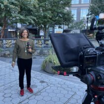 Markette Sheppard hosting "The Pulse" on location at Pike and Rose.