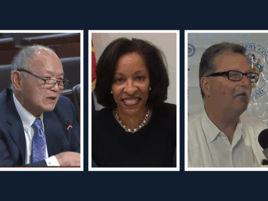 Dr. Henry Lee, Shebra Evans and Reemberto Rodriguez interview for Albornoz's vacant seat.