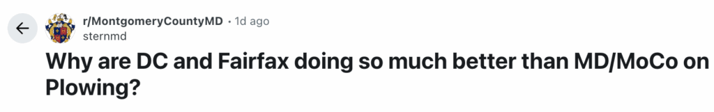 MoCo compared to DC and Fairfax on snow removal