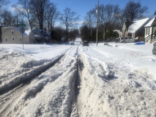 Unplowed street in South Four Corners, Silver Spring.