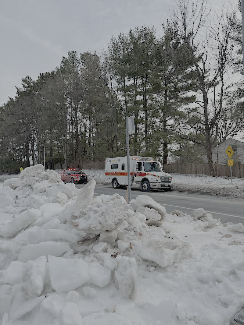 Wootton high school after shooting_ambulance and fire-ems truck on active scene