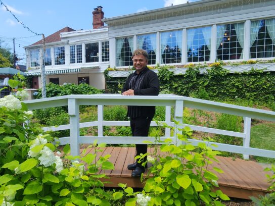 Outdoors on the beautiful grounds of Zinnia in Silver Spring