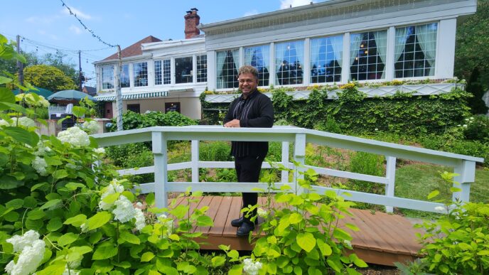 Outdoors on the beautiful grounds of Zinnia in Silver Spring