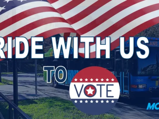 MCDOT ride on bus early voting campaign